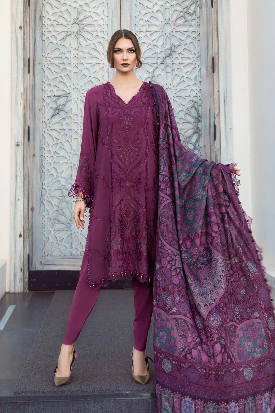 Maria B | M Prints Winter 23 | MPT-2003-B -  Maria B Luxury - Original Designer Dress - House of Maryam