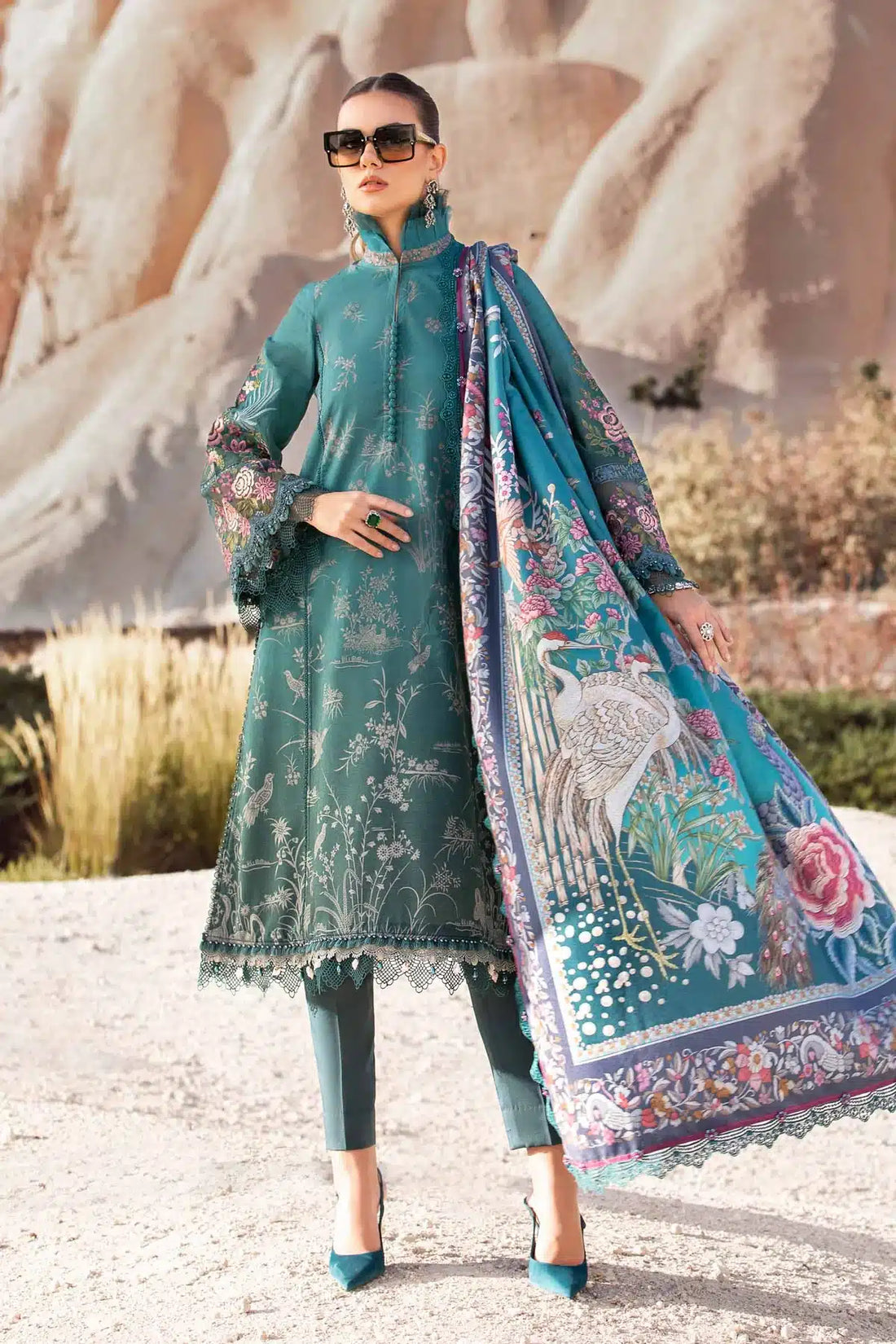 Maria B | M Prints Winter 23 | MPT-2007-B -  Maria B Luxury - Original Designer Dress - House of Maryam
