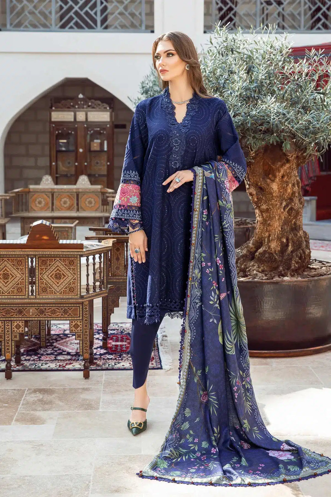 Maria B | M Prints Winter 23 | MPT-2001-B -  Maria B Luxury - Original Designer Dress - House of Maryam