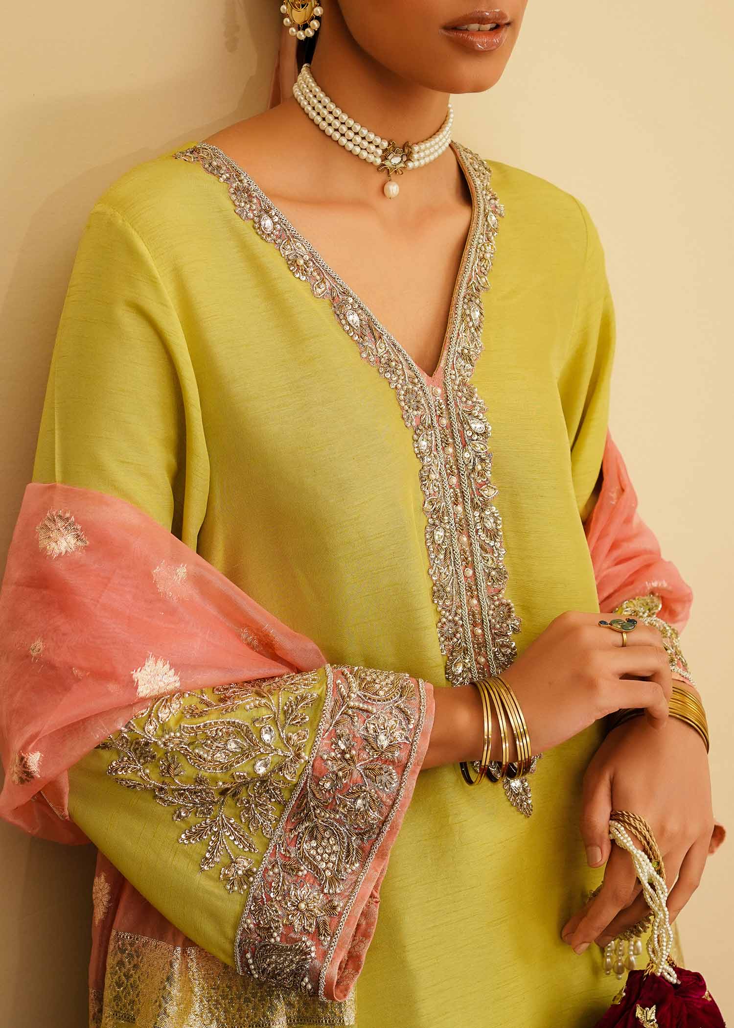 Mahgul | Eid Edit 2024 | Lemon Mint -  Mahgul Luxury - Original Designer Dress - House of Maryam