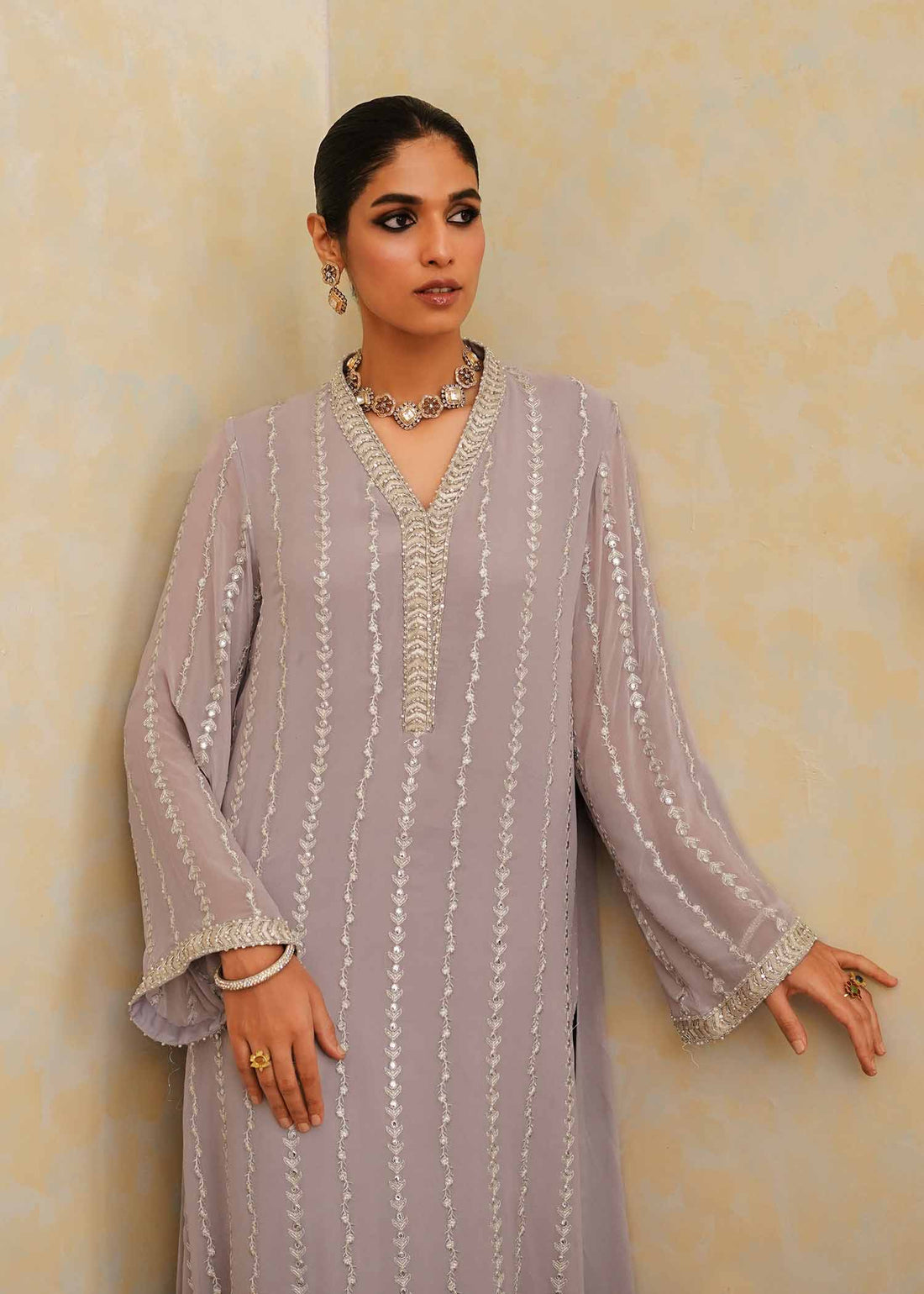 Mahgul | Eid Edit 2024 | Lavender Lines -  Mahgul Luxury - Original Designer Dress - House of Maryam
