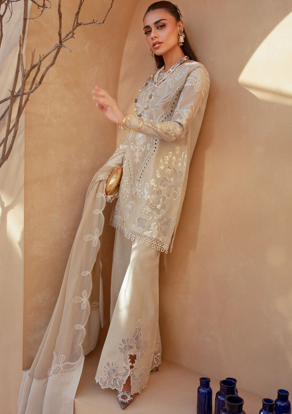 Saira Shakira | Rosea Casual Pret 25 | Latte Glow -  Saira Shakira Ladies Clothes - Original Designer Dress - House of Maryam