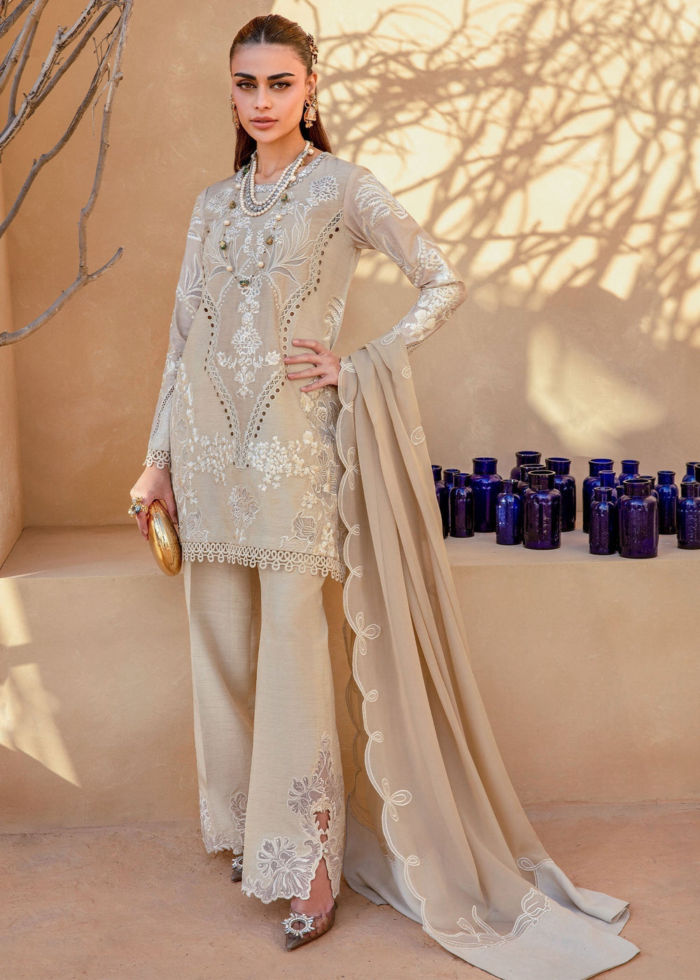 Saira Shakira | Rosea Casual Pret 25 | Latte Glow -  Saira Shakira Ladies Clothes - Original Designer Dress - House of Maryam