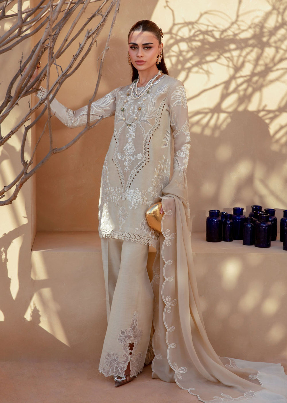 Saira Shakira | Rosea Casual Pret 25 | Latte Glow -  Saira Shakira Ladies Clothes - Original Designer Dress - House of Maryam