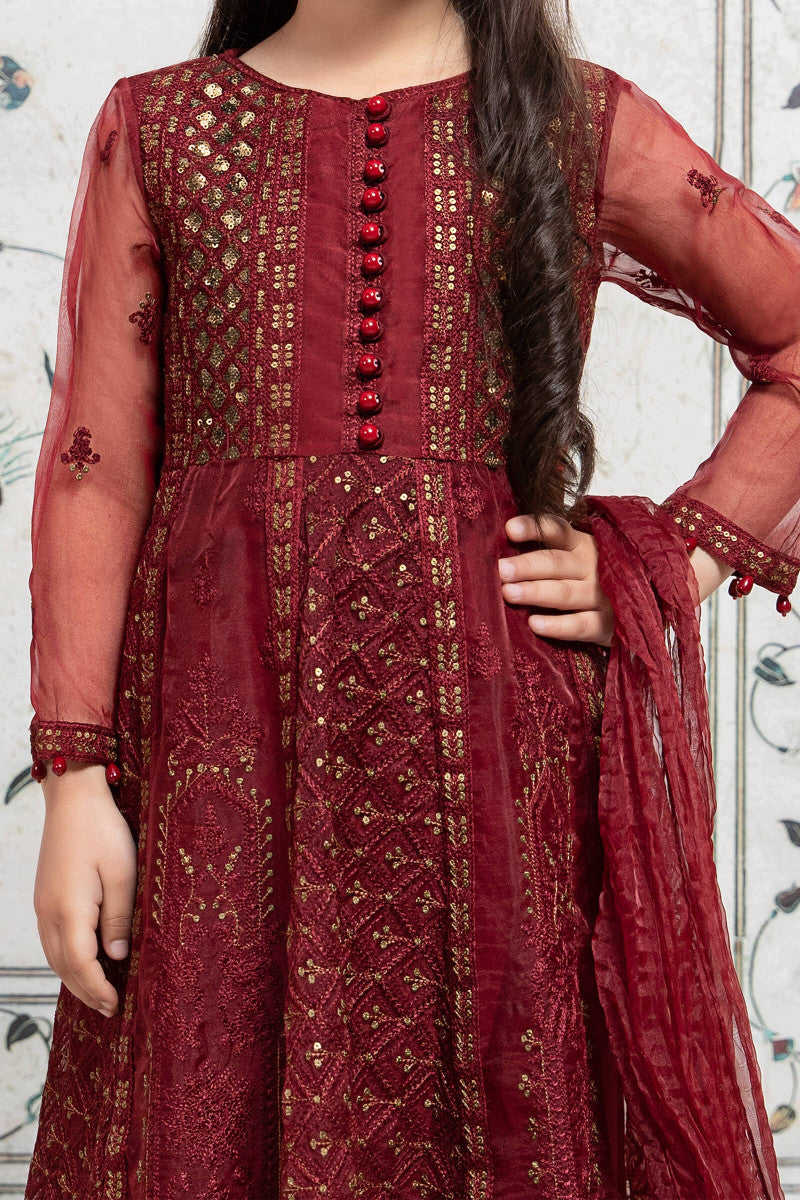 Maria B | Girls | MKS-EF22-28R1 (Maroon) -  Maria B Maria B Kids - Original Designer Dress - House of Maryam