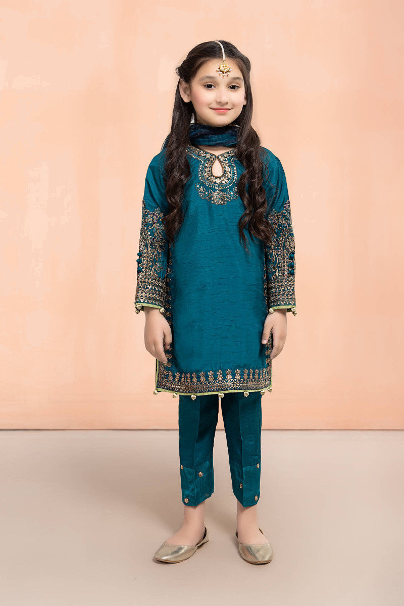 Maria B | Girls | MKS-EF22-30R1 (Teal) -  Maria B Maria B Kids - Original Designer Dress - House of Maryam