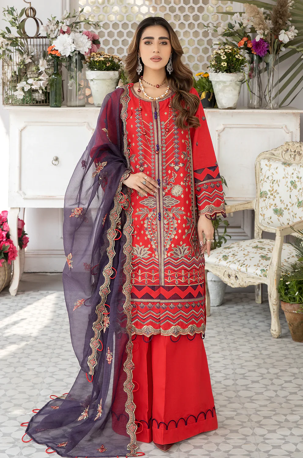 Mohagni | Muntazir Luxury Lawn 24 | AM-10 -  Mohagni Luxury - Original Designer Dress - House of Maryam