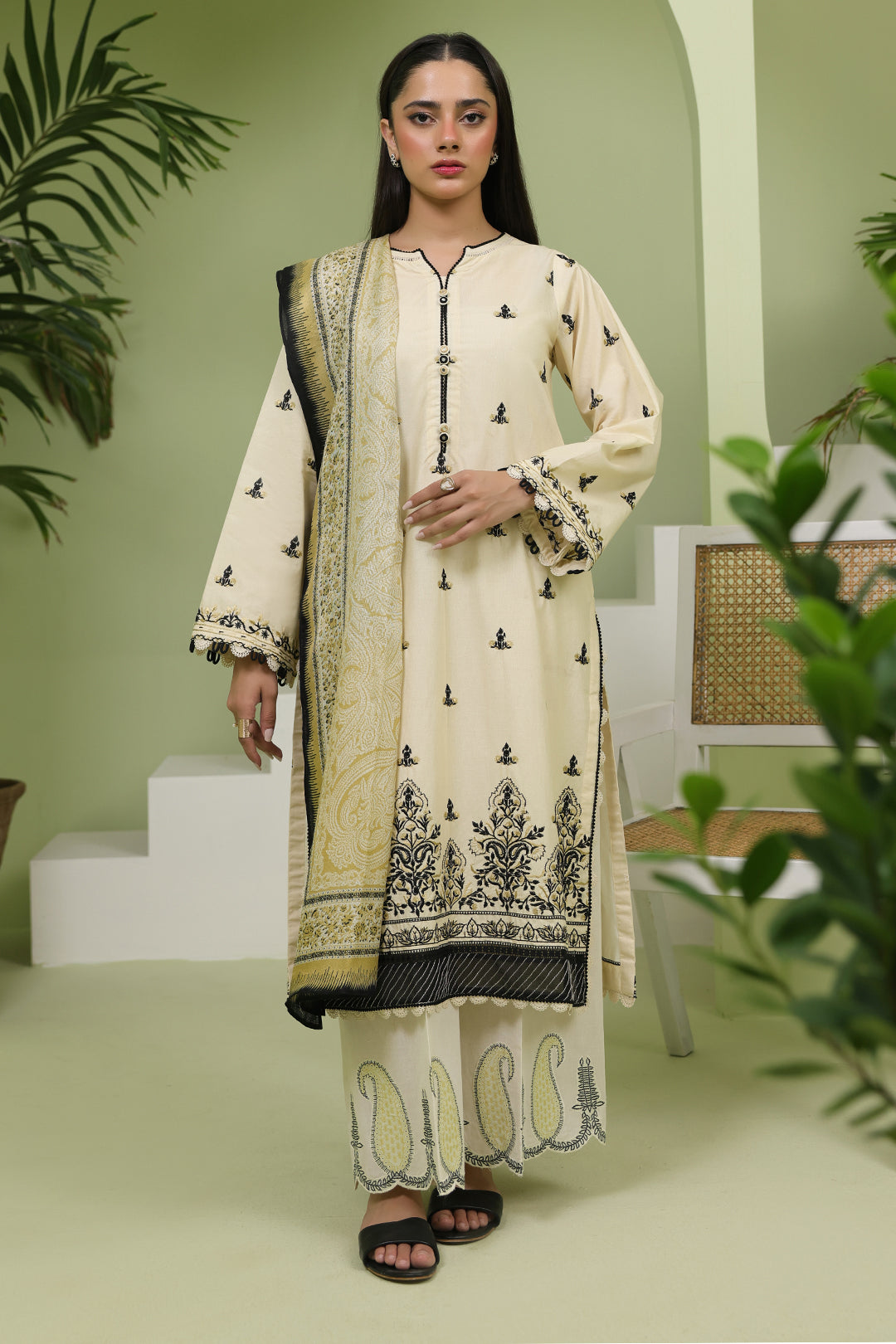 Zellbury | Unstitched 3 Piece Lawn | Embroidered Shirt Shalwar Dupatta - 1369 -  Zellbury Women Essential Unstitched - Original Designer Dress - House of Maryam