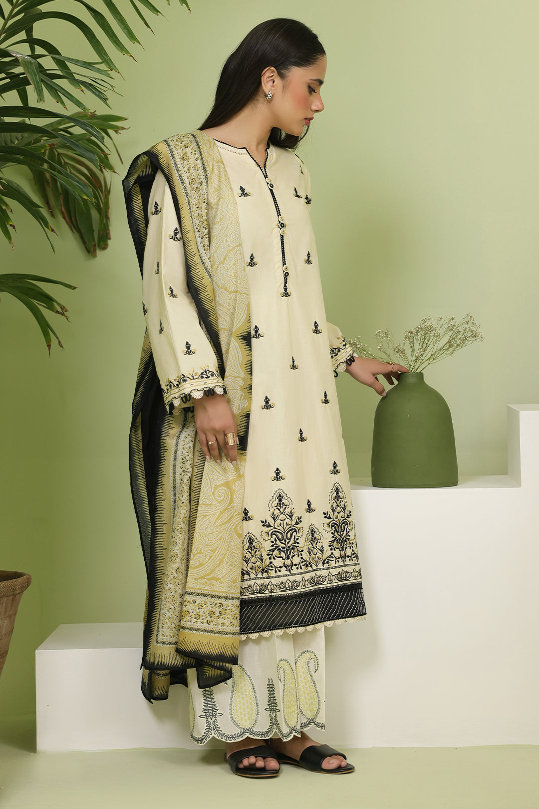 Zellbury | Unstitched 3 Piece Lawn | Embroidered Shirt Shalwar Dupatta - 1369 -  Zellbury Women Essential Unstitched - Original Designer Dress - House of Maryam