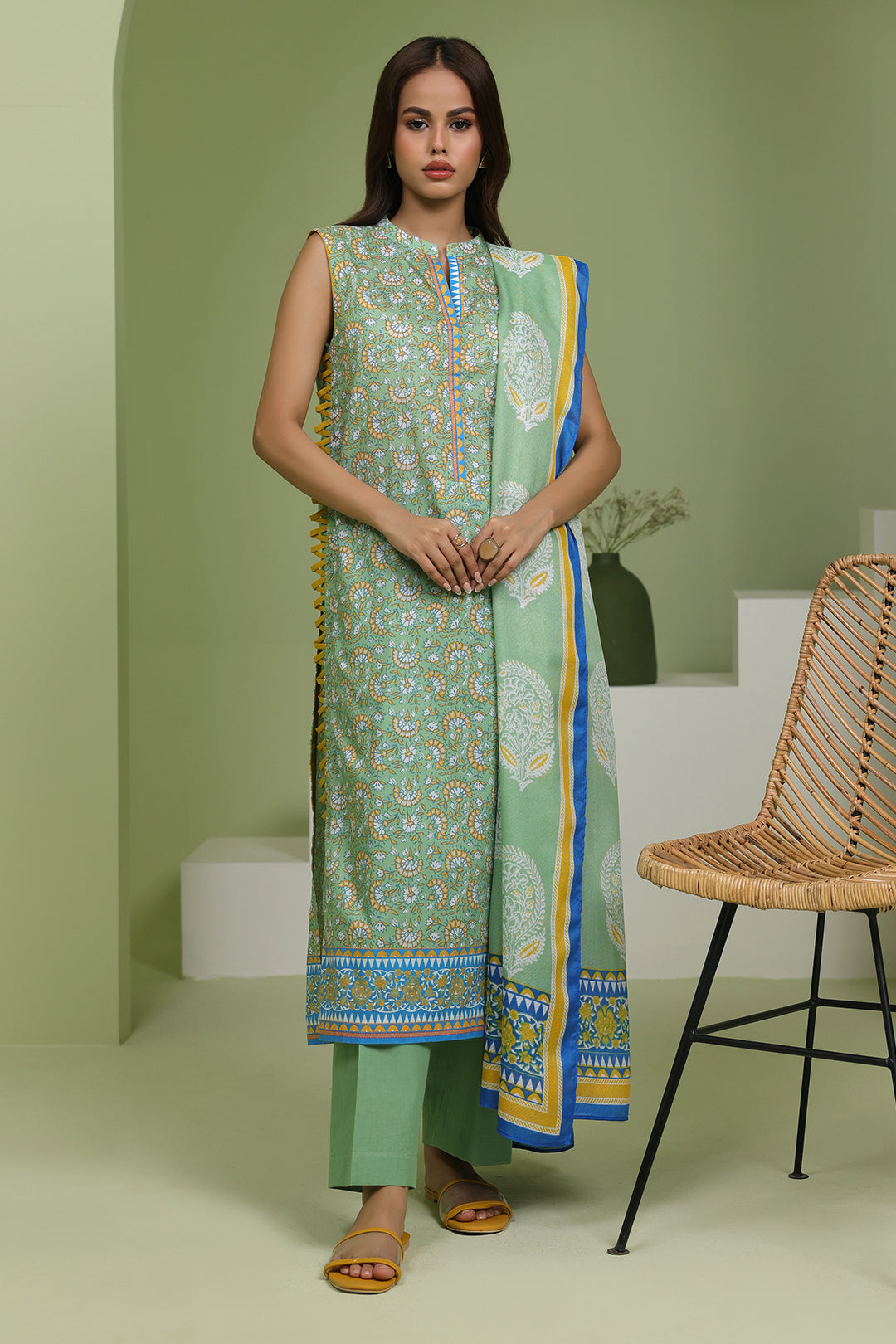 Zellbury | Unstitched 3 Piece Lawn | Shirt Shalwar Dupatta - 1419 -  Zellbury Women Essential Unstitched - Original Designer Dress - House of Maryam