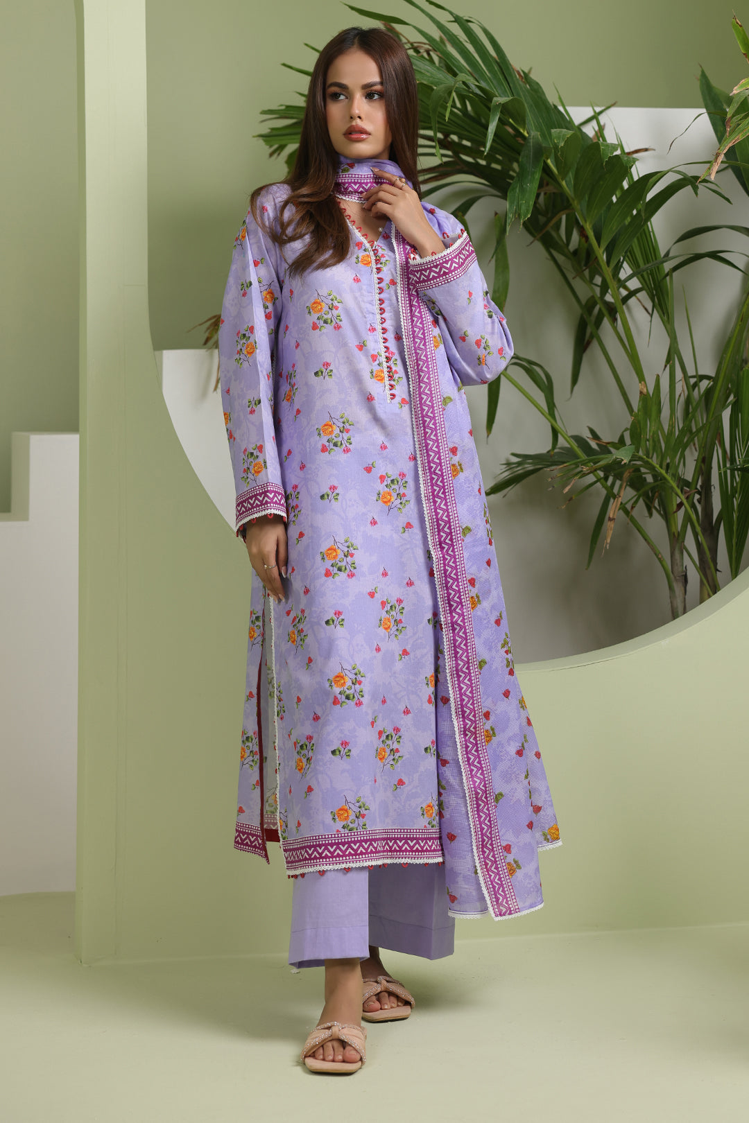 Zellbury | Unstitched 3 Piece Lawn | Shirt Shalwar Dupatta - 1420 -  Zellbury Women Essential Unstitched - Original Designer Dress - House of Maryam