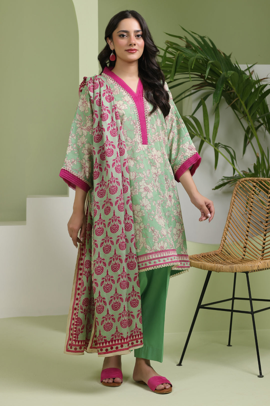 Zellbury | Unstitched 3 Piece Lawn | Shirt Shalwar Dupatta - 1502 -  Zellbury Women Essential Unstitched - Original Designer Dress - House of Maryam