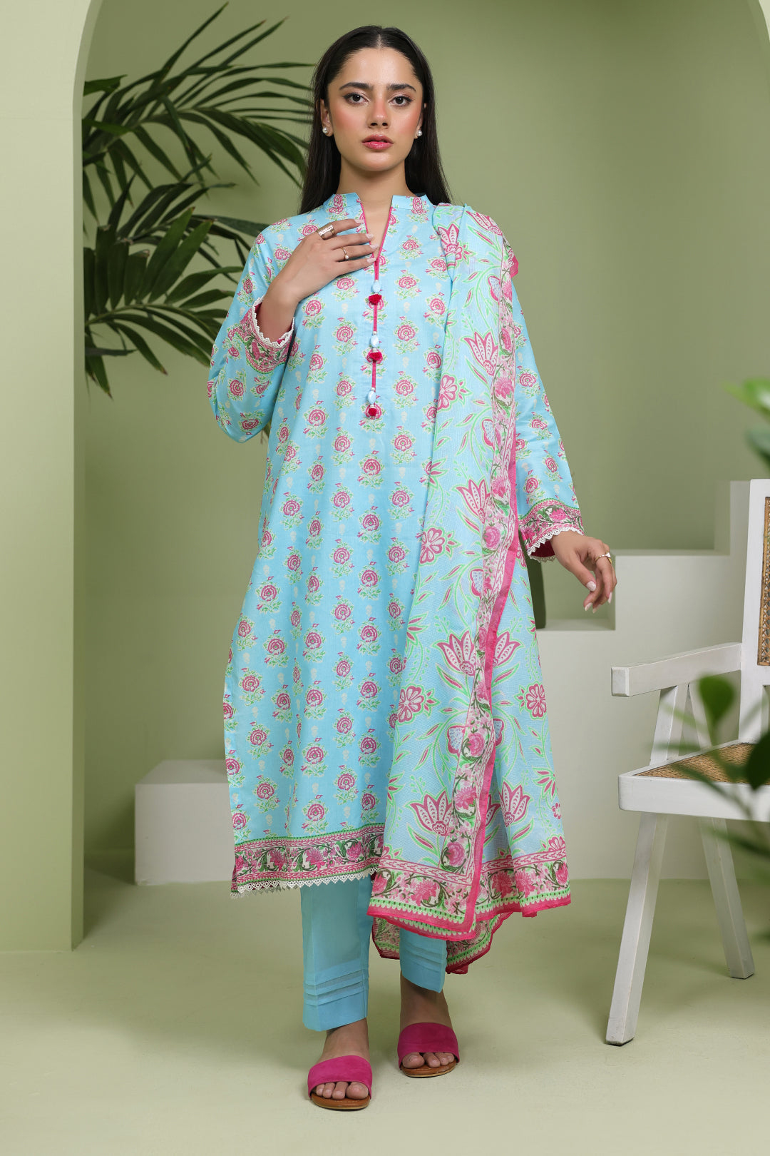 Zellbury | Unstitched 3 Piece Lawn | Shirt Shalwar Dupatta - 1571 -  Zellbury Women Essential Unstitched - Original Designer Dress - House of Maryam