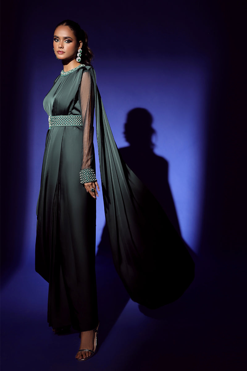 Wardha Saleem | Luxury Pret Fusion Wear | ZEPHYR SAREE DRAPE WITH BELT (2PC) -  Wardha Saleem Ladies Clothes - Original Designer Dress - House of Maryam