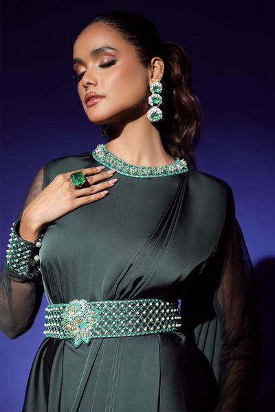 Wardha Saleem | Luxury Pret Fusion Wear | ZEPHYR SAREE DRAPE WITH BELT (2PC) -  Wardha Saleem Ladies Clothes - Original Designer Dress - House of Maryam