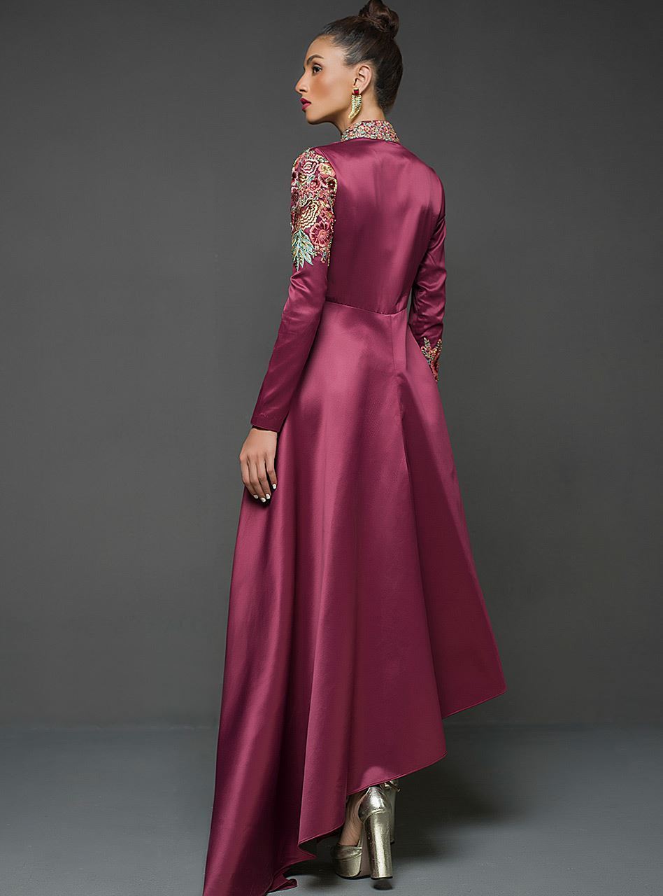 Zainab Chottani | Semi Formals | MAROON GOWN ASYMMETRICAL -  Zainab Chottani Ladies Clothes - Original Designer Dress - House of Maryam