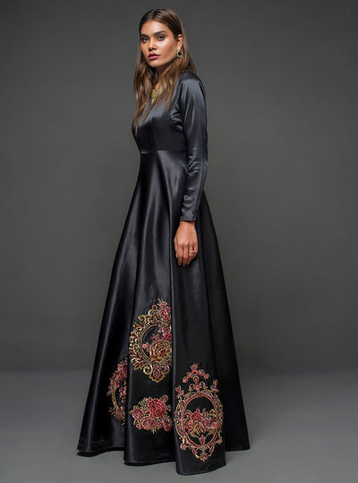 Zainab Chottani | Semi Formals | BLACK GOWN - D 04 -  Zainab Chottani Formal - Original Designer Dress - House of Maryam
