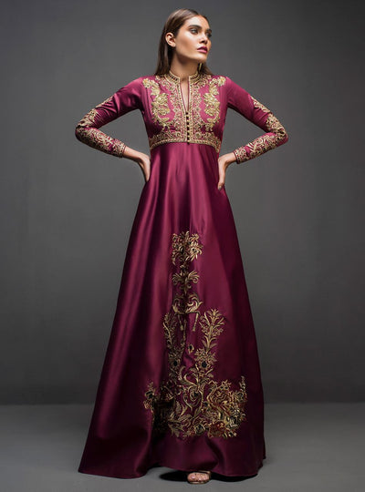Zainab Chottani | Semi Formals | MAROON GOWN -  Zainab Chottani Ladies Clothes - Original Designer Dress - House of Maryam
