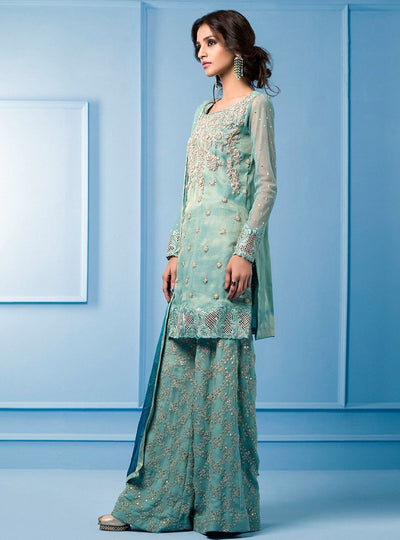 Zainab Chottani | Semi Formals | AQUA AND TEAL -  Zainab Chottani Formal - Original Designer Dress - House of Maryam