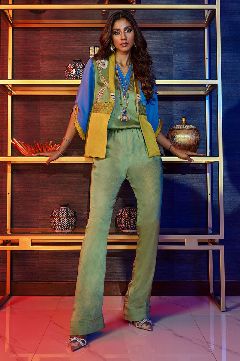 Wardha Saleem | Luxury Pret Fusion Wear | HUMMING BIRD JUMPSUIT -  Wardha Saleem Ladies Clothes - Original Designer Dress - House of Maryam
