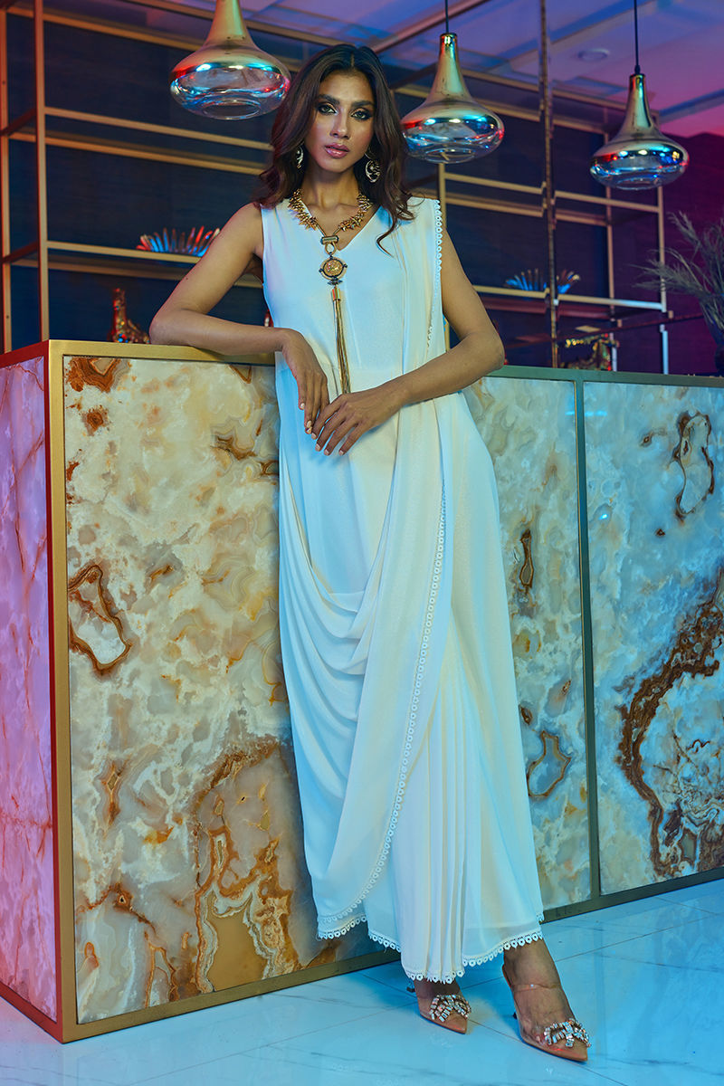Wardha Saleem | Luxury Pret Fusion Wear | EMPRESS – DRAPE -  Wardha Saleem Ladies Clothes - Original Designer Dress - House of Maryam