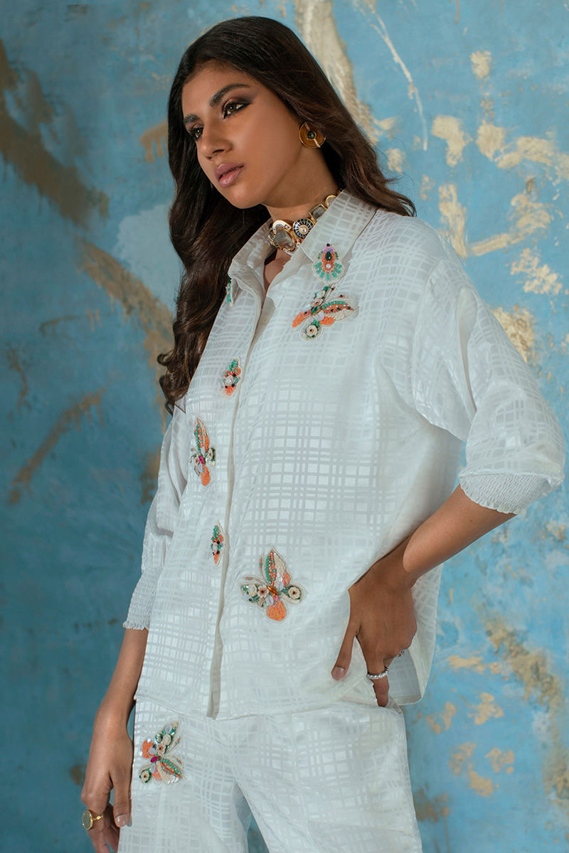Wardha Saleem | Luxury Pret Fusion Wear | BUTTERFLY CRUSH (WHITE) -  Wardha Saleem Ladies Clothes - Original Designer Dress - House of Maryam