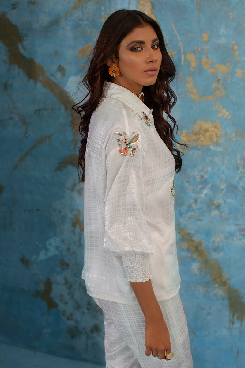 Wardha Saleem | Luxury Pret Fusion Wear | BUTTERFLY CRUSH (WHITE) -  Wardha Saleem Ladies Clothes - Original Designer Dress - House of Maryam