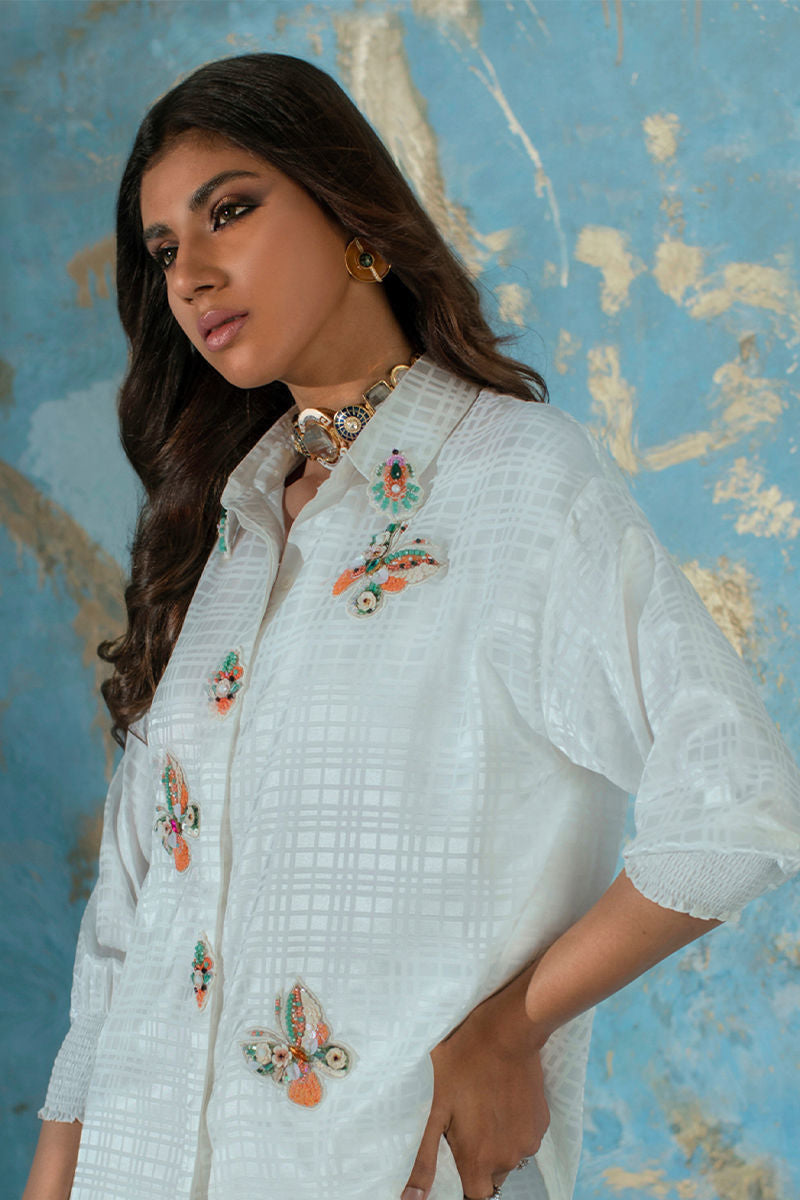 Wardha Saleem | Luxury Pret Fusion Wear | BUTTERFLY CRUSH (WHITE) -  Wardha Saleem Ladies Clothes - Original Designer Dress - House of Maryam