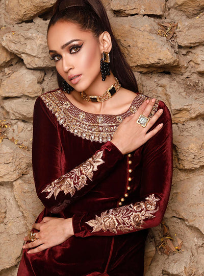 Zainab Chottani | Semi Formals | ALIZARIN CRIMSON -  Zainab Chottani Formal - Original Designer Dress - House of Maryam
