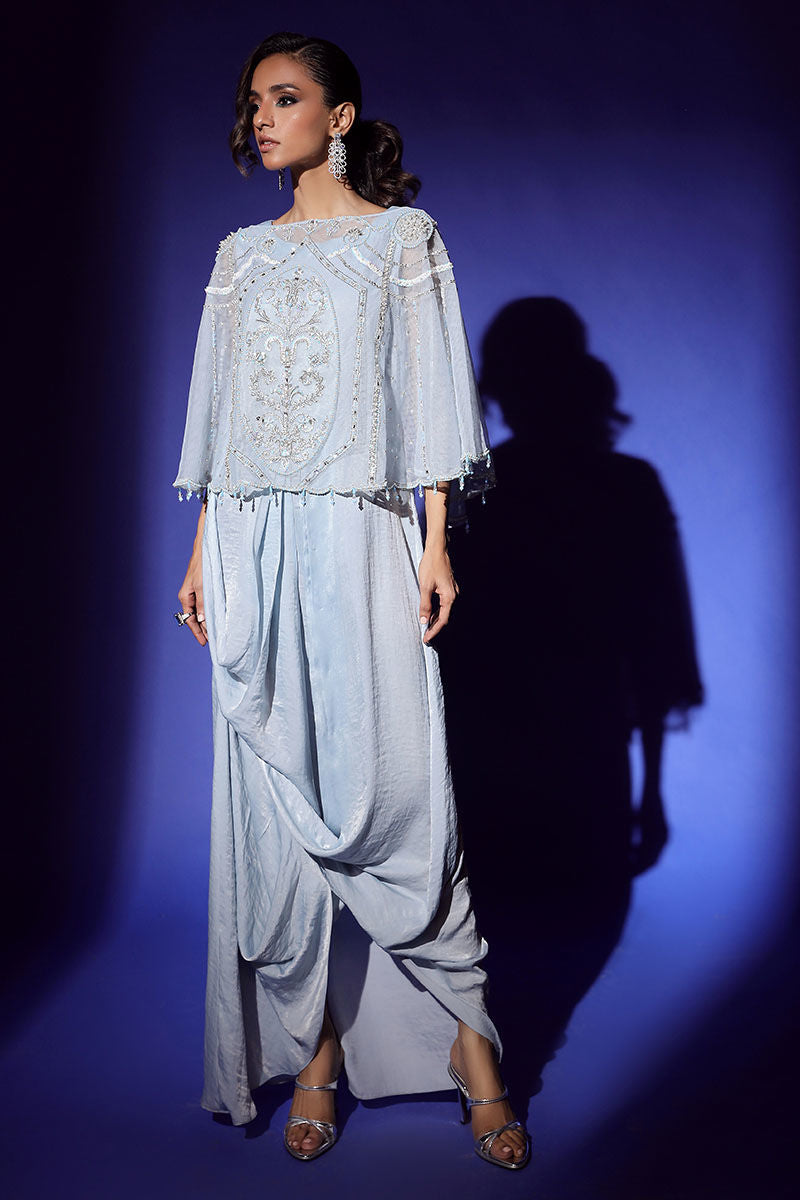 Wardha Saleem | Luxury Pret Fusion Wear | AURA CAPE WITH DRAPE (2PC) -  Wardha Saleem Ladies Clothes - Original Designer Dress - House of Maryam