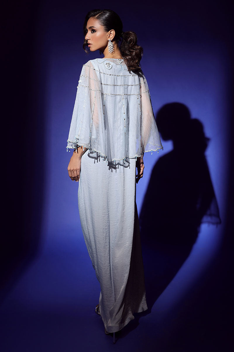 Wardha Saleem | Luxury Pret Fusion Wear | AURA CAPE WITH DRAPE (2PC) -  Wardha Saleem Ladies Clothes - Original Designer Dress - House of Maryam