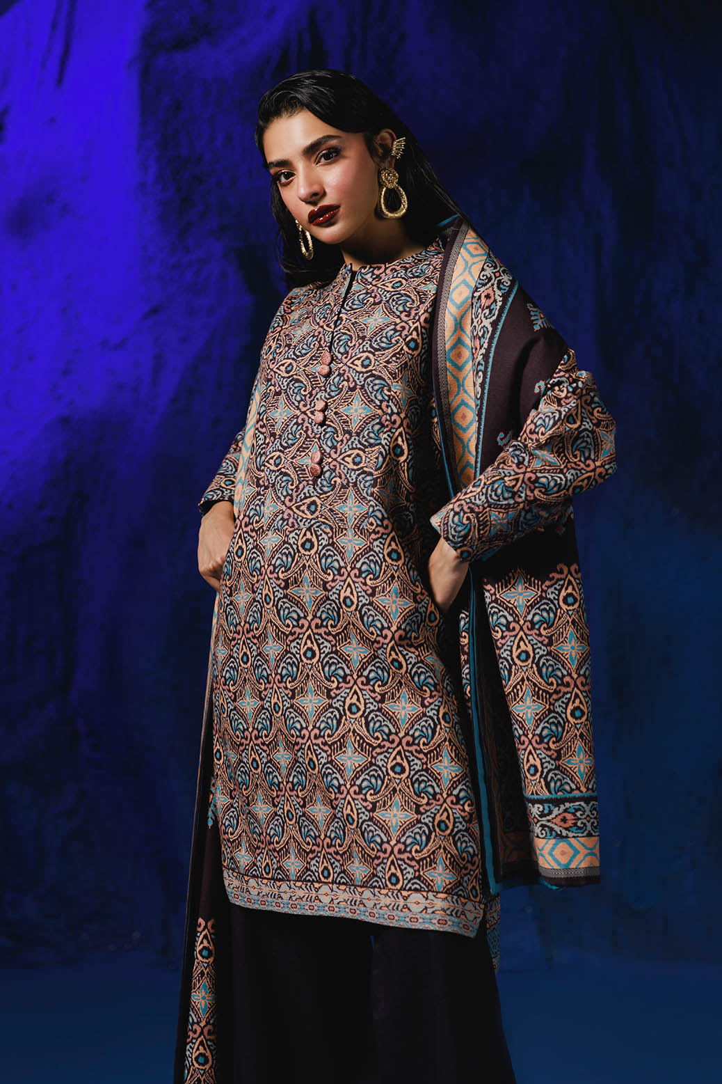 Bonanza Satrangi | Graphite 3 Pc (2W24P3P345) -  Bonanza Satrangi Unstitched - Original Designer Dress - House of Maryam