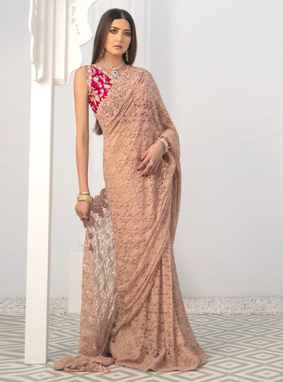 Zainab Chottani | Semi Formals | RAVISHING ROSE SAREE -  Zainab Chottani Formal - Original Designer Dress - House of Maryam