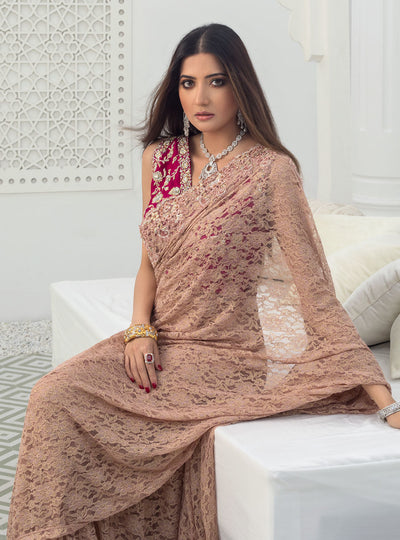 Zainab Chottani | Semi Formals | RAVISHING ROSE SAREE -  Zainab Chottani Formal - Original Designer Dress - House of Maryam