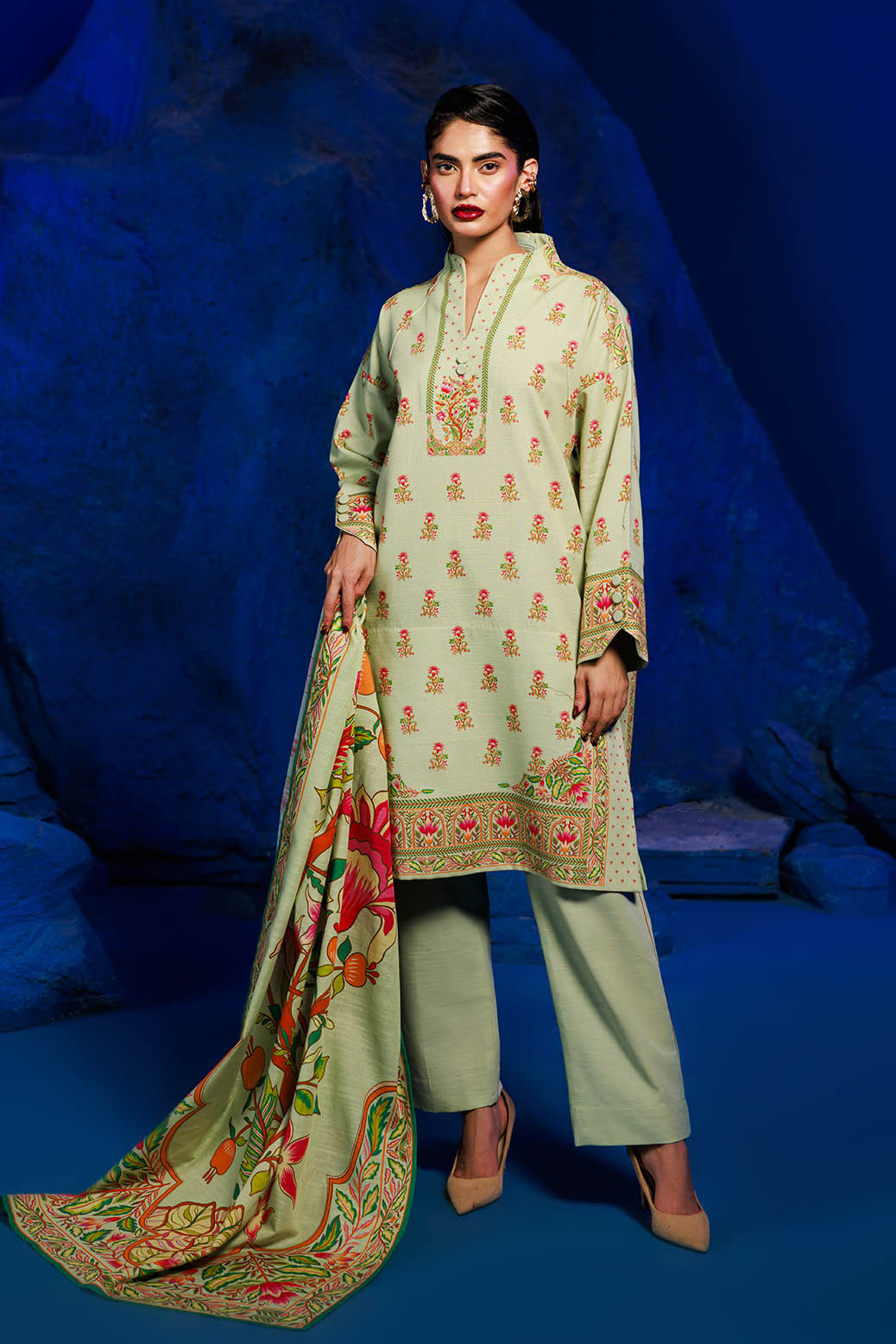Bonanza Satrangi | Florena 3 Pc (1W24P3P294) -  Bonanza Satrangi Unstitched - Original Designer Dress - House of Maryam