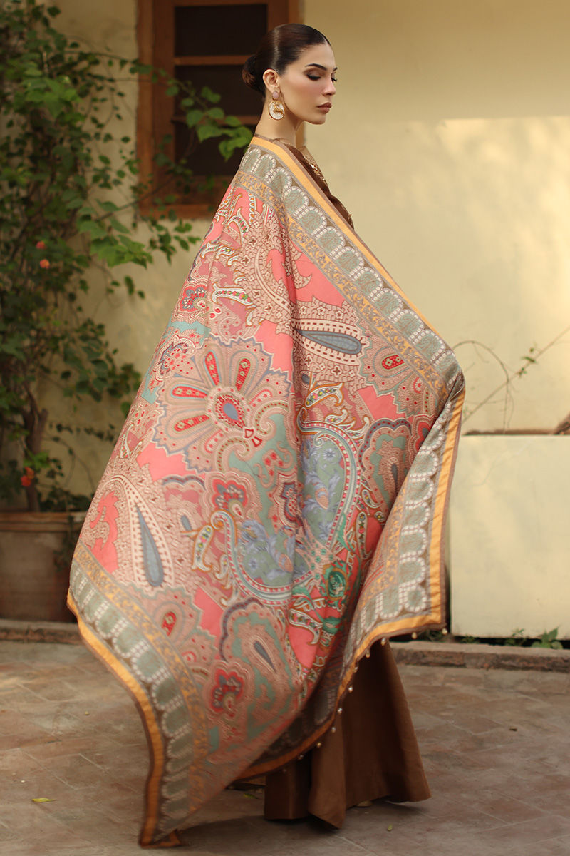 Aisha Imran | Printed Panache Velvet Shawls 25 | Myra Shirt and Pants, image 2