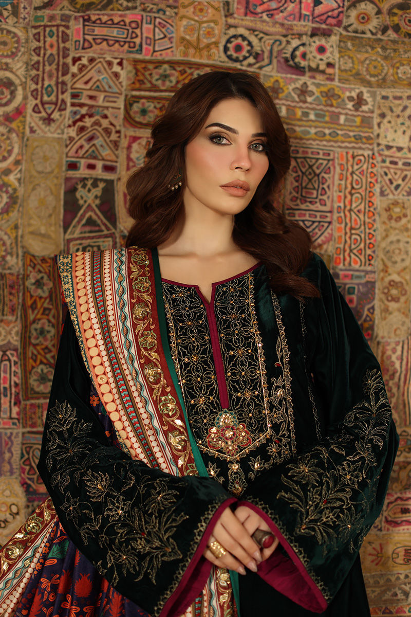 Aisha Imran | Printed Panache Velvet Shawls 25 | Liyana Velvet Shawl, image 3