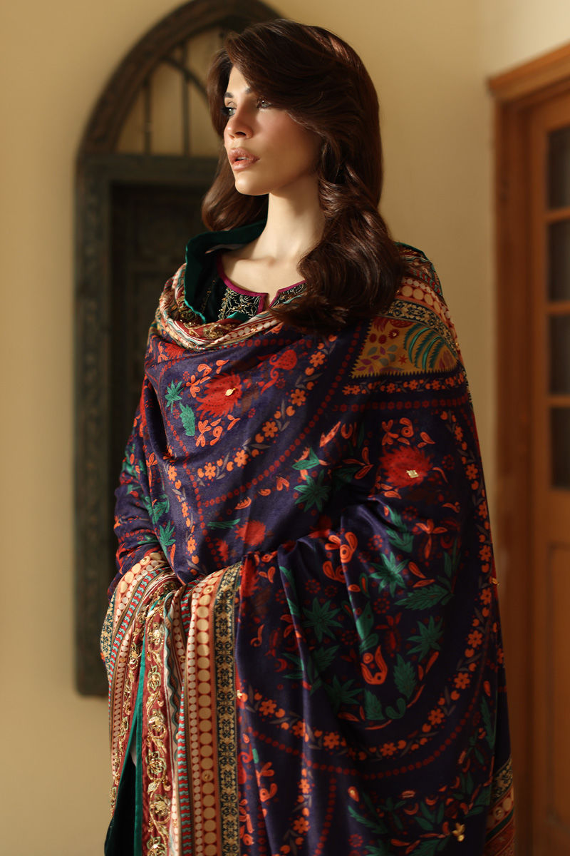 Aisha Imran | Printed Panache Velvet Shawls 25 | Liyana Velvet Shawl, image 4