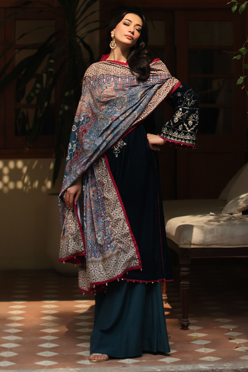 Aisha Imran | Printed Panache Velvet Shawls 25 | Reeva Velvet Shawl, image 5