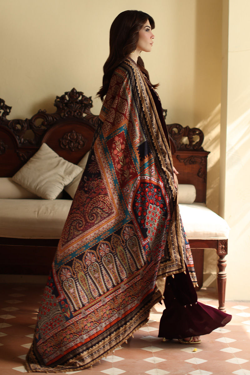 Aisha Imran | Printed Panache Velvet Shawls 25 | Selina Velvet Shawl, image 5