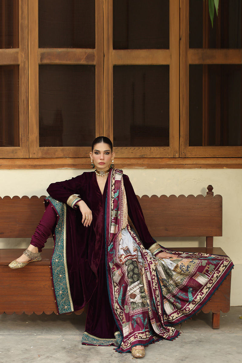 Aisha Imran | Printed Panache Velvet Shawls 25 | Safa Velvet Shawl, image 6