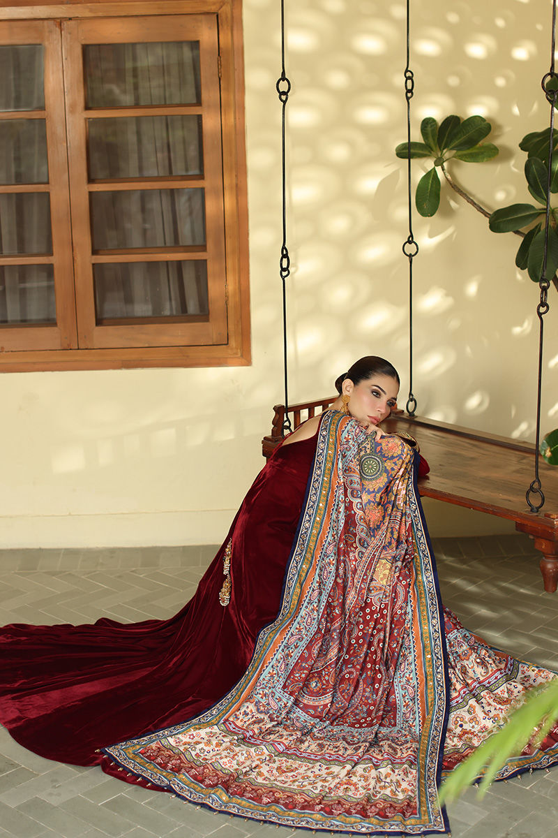 Aisha Imran | Printed Panache Velvet Shawls 25 | Maelin Velvet Shawl, image 2