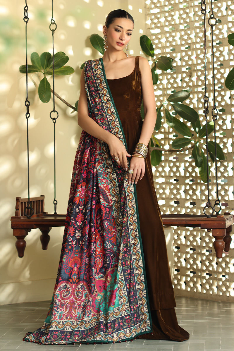 Aisha Imran | Printed Panache Velvet Shawls 25 | Inaaya Velvet Shawl, image 4