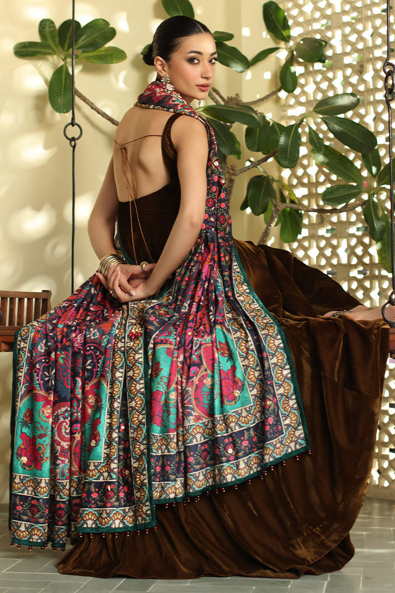 Aisha Imran | Printed Panache Velvet Shawls 25 | Inaaya Velvet Shawl, image 6