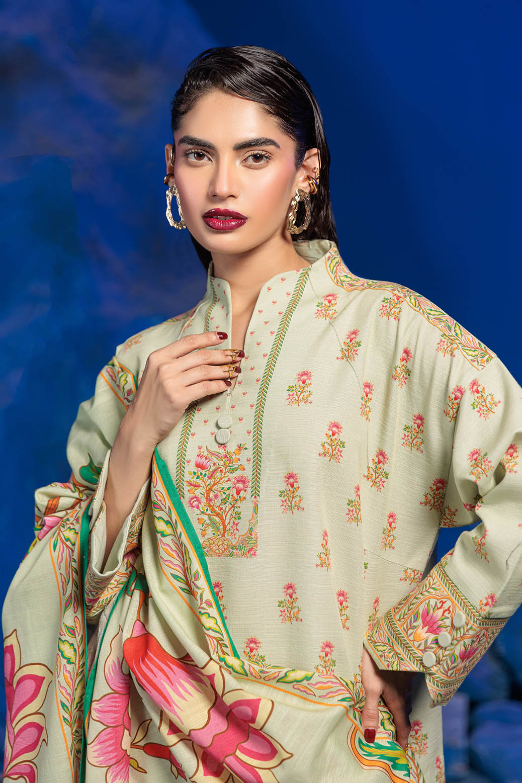 Bonanza Satrangi | Florena 3 Pc (1W24P3P294) -  Bonanza Satrangi Unstitched - Original Designer Dress - House of Maryam