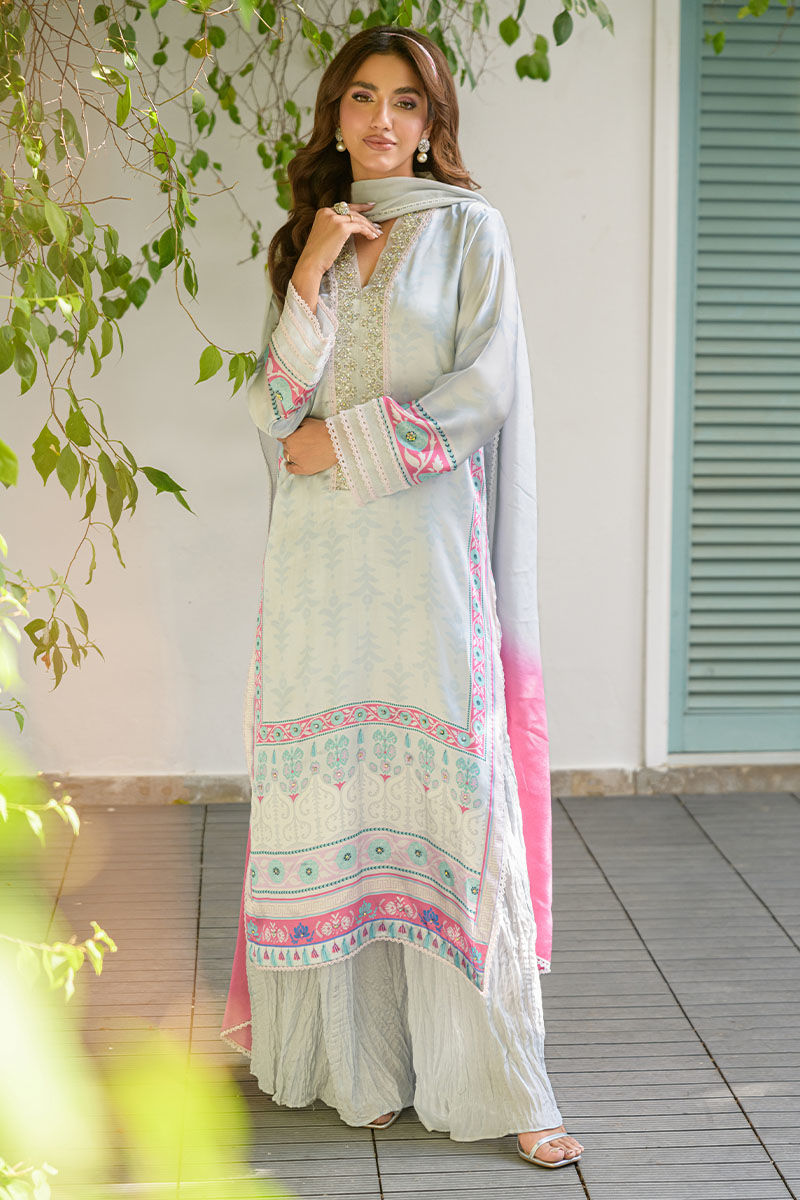 Fatima Khan | Eid Digital Silk Prints | Mod Sky -  Fatima Khan Ladies Clothes - Original Designer Dress - House of Maryam