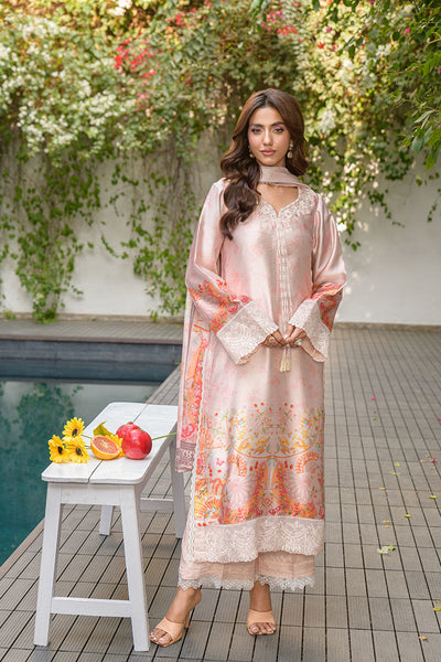 Fatima Khan | Eid Digital Silk Prints |   Oriental Peach -  Fatima Khan Ladies Clothes - Original Designer Dress - House of Maryam