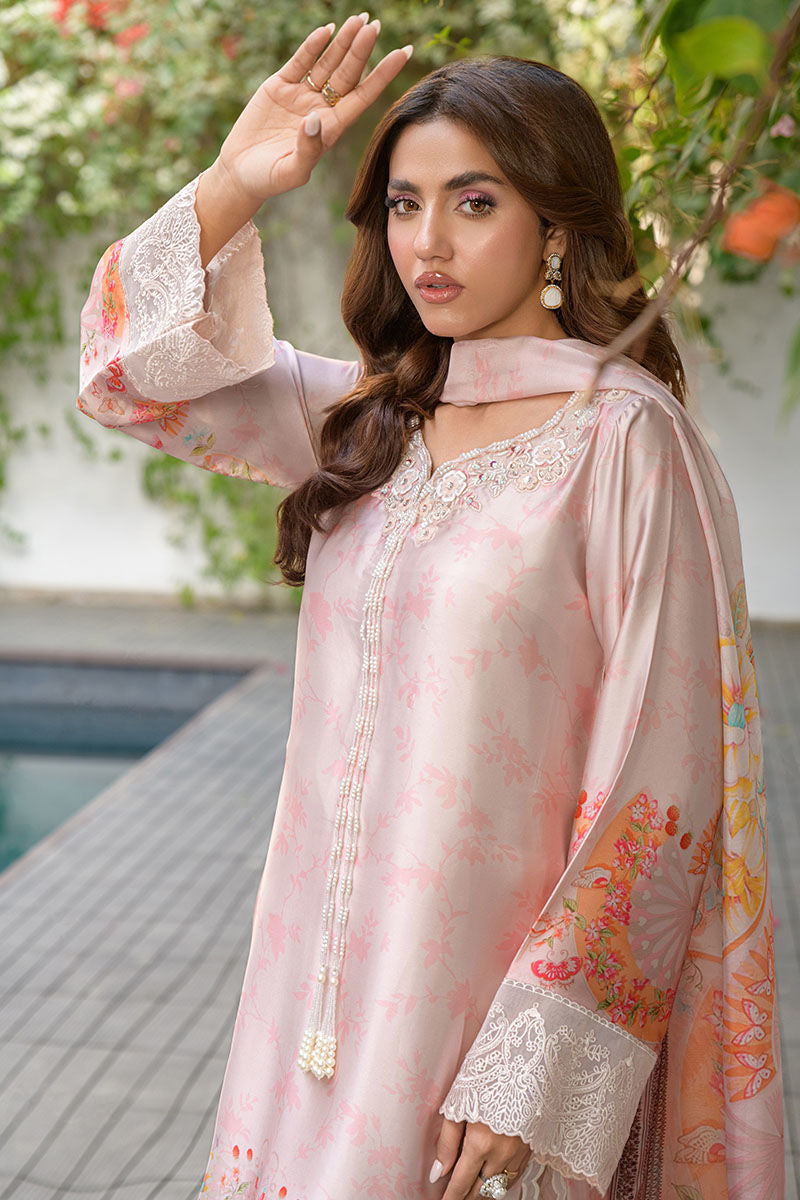 Fatima Khan | Eid Digital Silk Prints |   Oriental Peach -  Fatima Khan Ladies Clothes - Original Designer Dress - House of Maryam