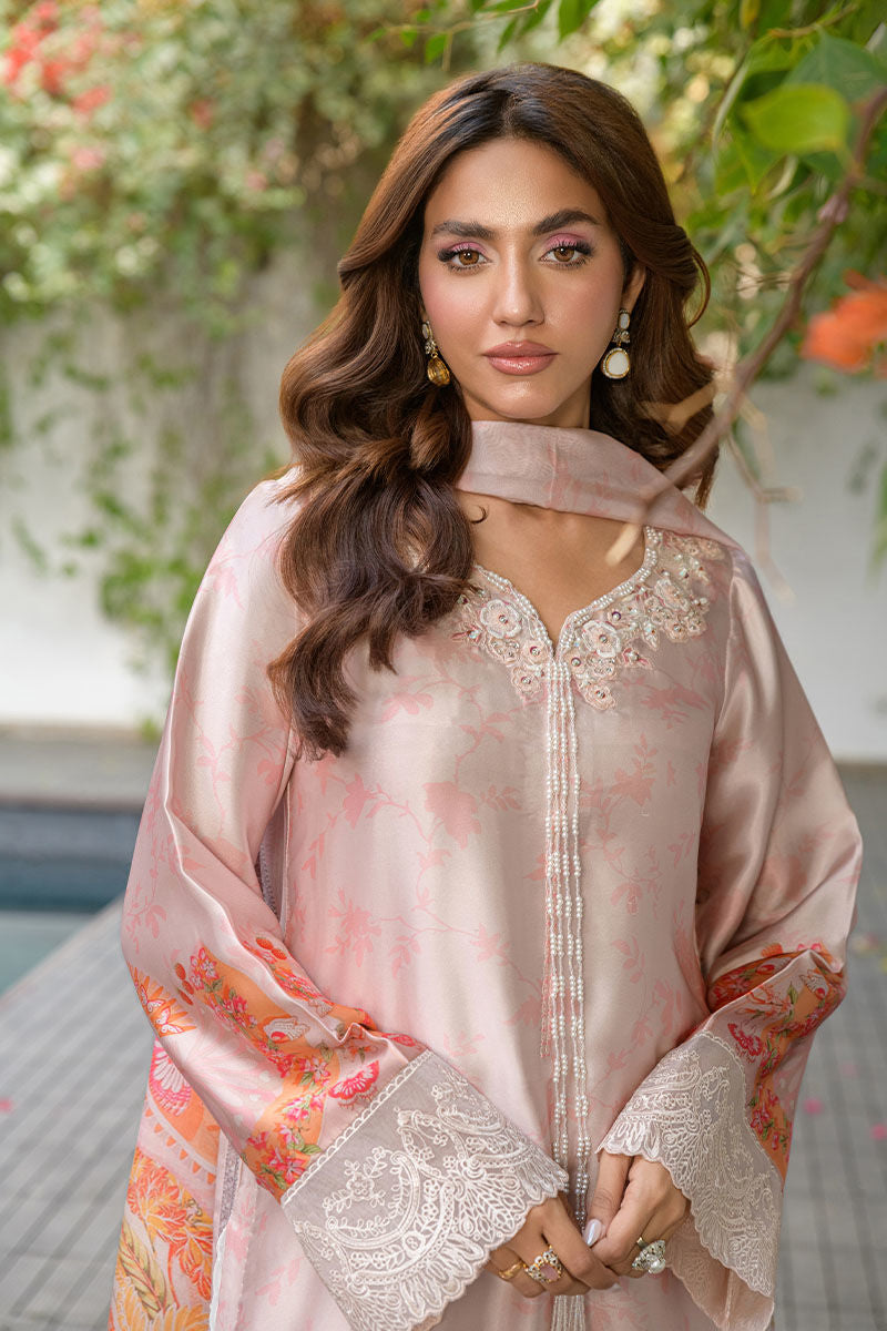 Fatima Khan | Eid Digital Silk Prints |   Oriental Peach -  Fatima Khan Ladies Clothes - Original Designer Dress - House of Maryam