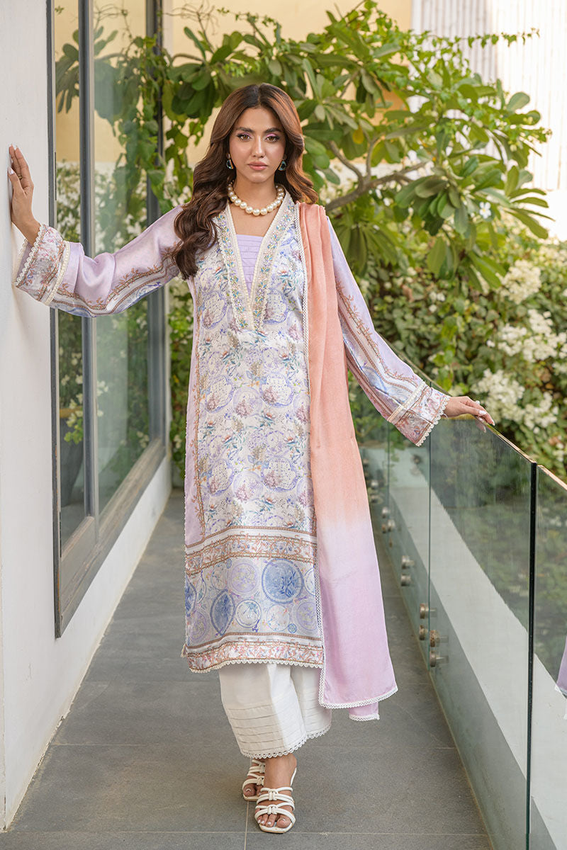 Fatima Khan | Eid Digital Silk Prints |   Aqua Coral -  Fatima Khan Ladies Clothes - Original Designer Dress - House of Maryam